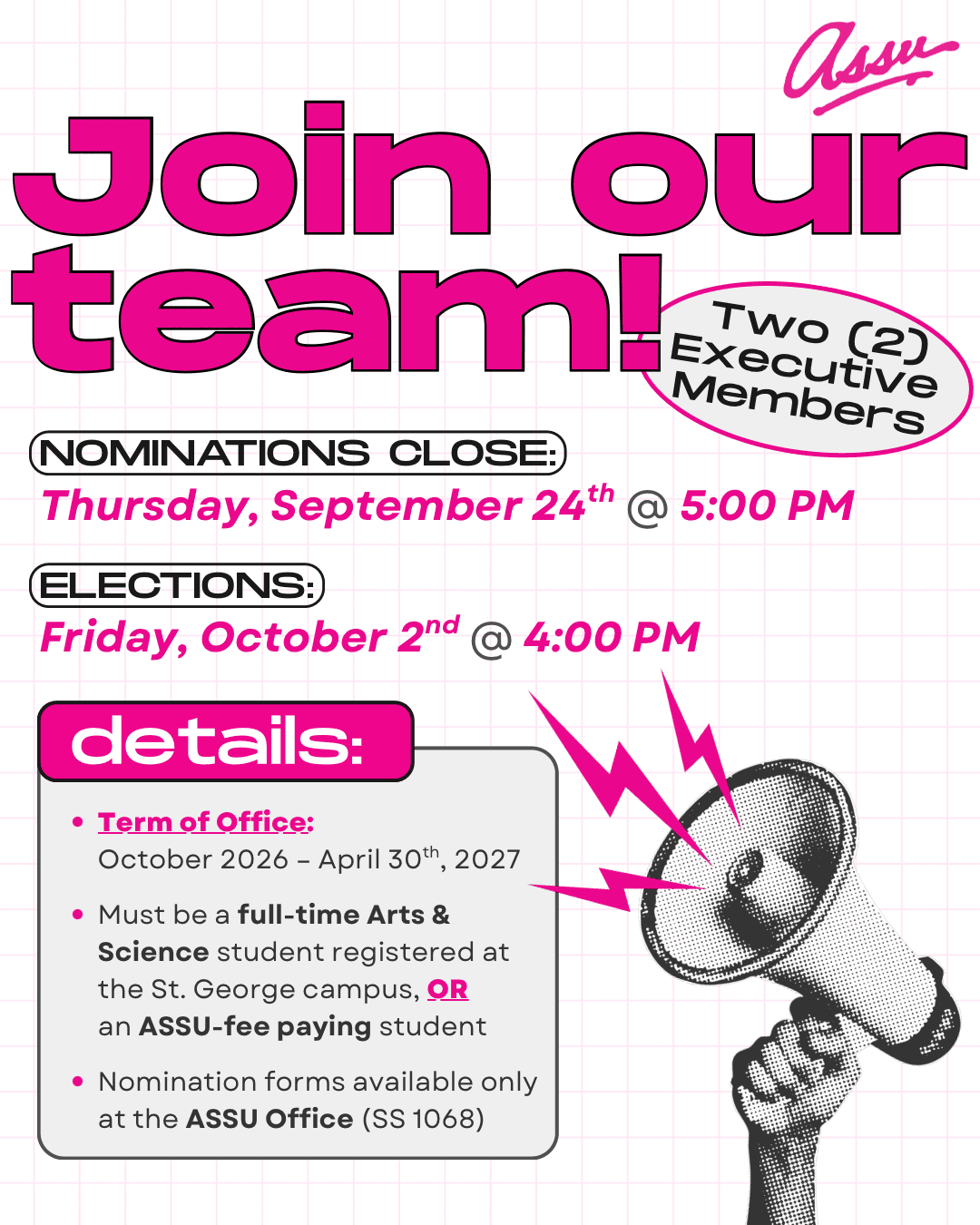 ASSU Fall 2026 By-Elections: Nominations are open!
